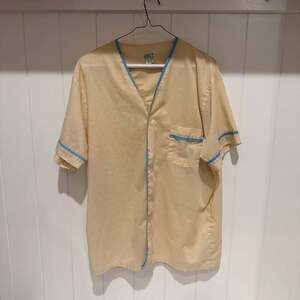 Vintage 60s Towncraft Plus Penneys Mustard Yellow Pajama Top Size L 42-44